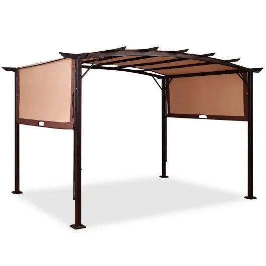 12 x 9 ft Outdoor Pergola Gazebo Canopy Sun Shelter  with Steel Frame