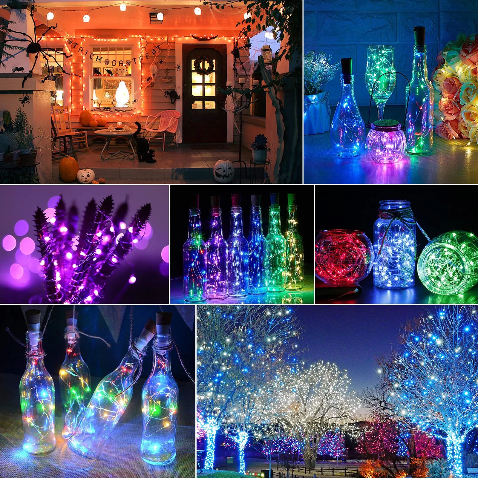 16.4Ft 50 LED 2 Packs Fairy Lights Battery Operated, RGB Color Changing String Lights with Remote