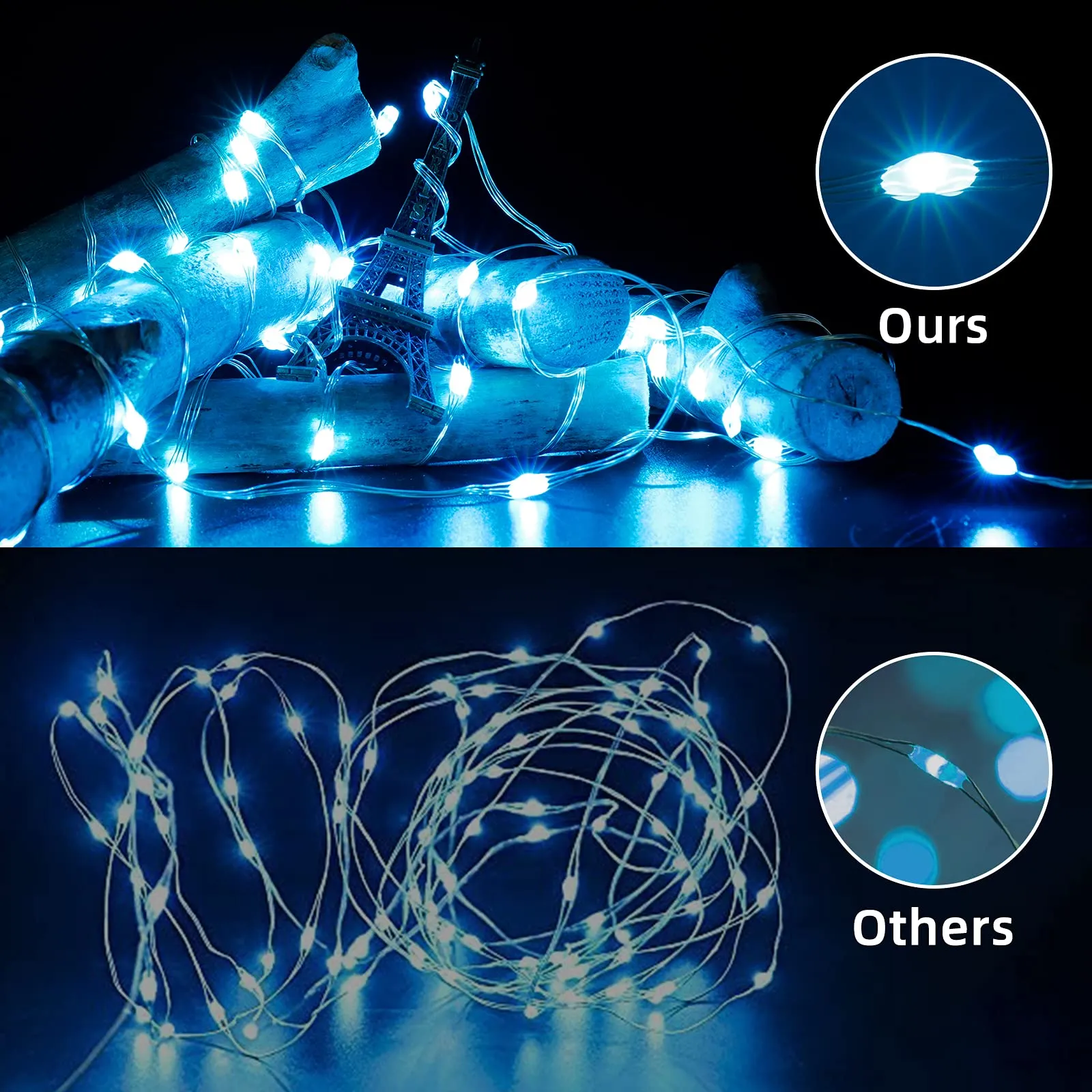 16.4Ft 50 LED 2 Packs Fairy Lights Battery Operated, RGB Color Changing String Lights with Remote