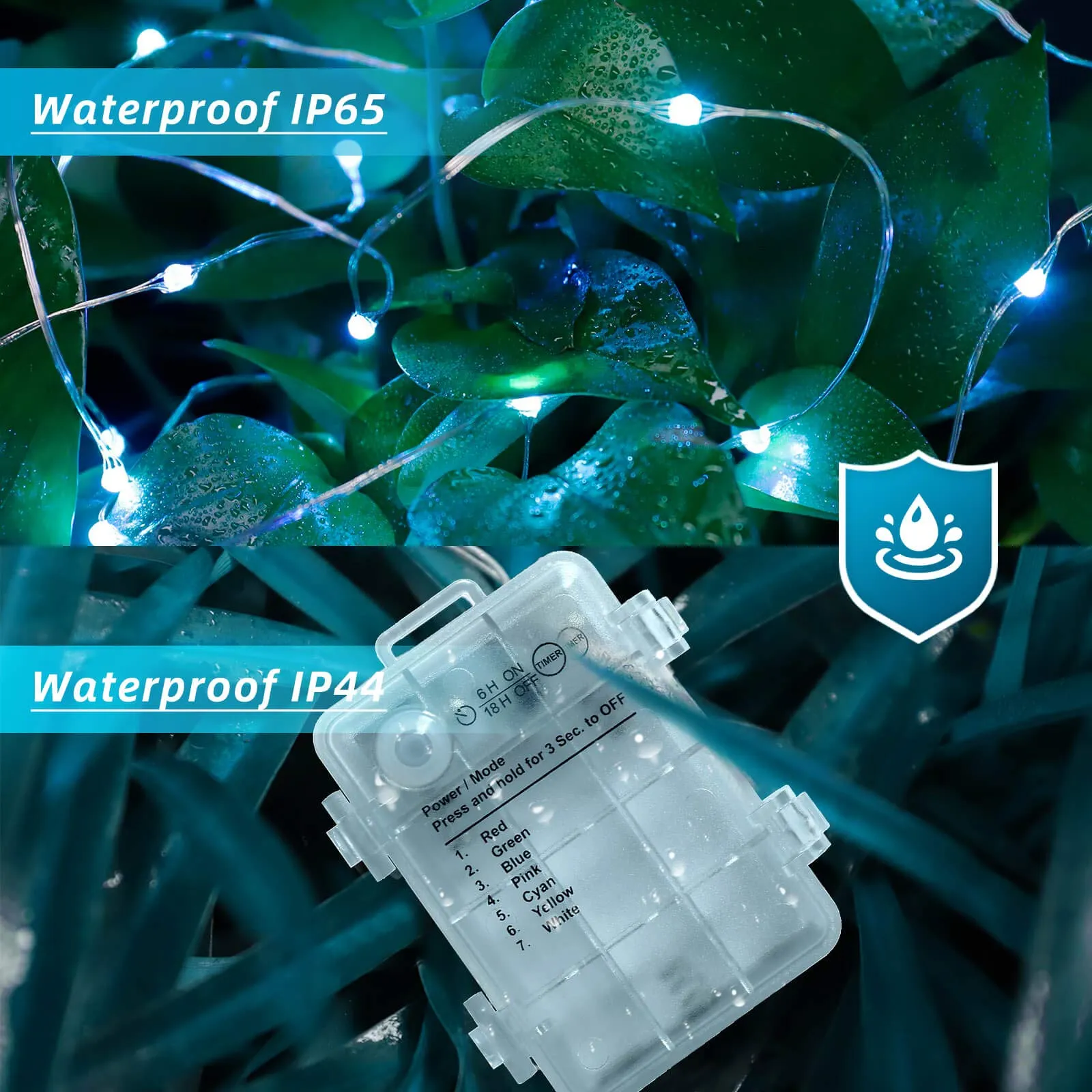 16.4Ft 50 LED 2 Packs Fairy Lights Battery Operated, RGB Color Changing String Lights with Remote