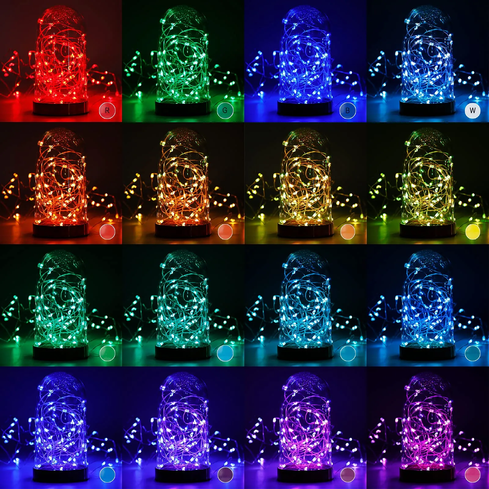 16.4Ft 50 LED 2 Packs Fairy Lights Battery Operated, RGB Color Changing String Lights with Remote