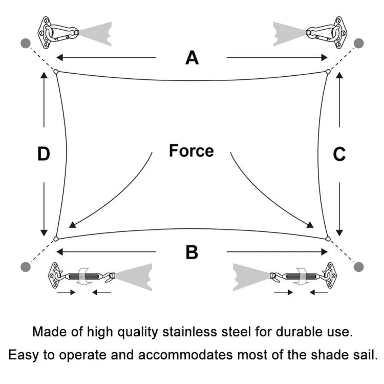 18 PCS / Set Shade Sail 304 Stainless Steel Accessories Outdoor Shade Flower Basket Screws Diamond Door Buckle