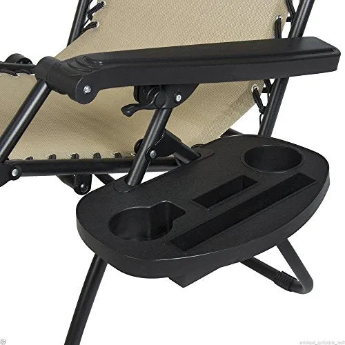 2 PCS Zero Gravity Chair Lounge Patio Chairs with Canopy Cup Holder