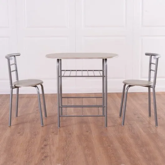 3 pcs Home Kitchen Bistro Pub Dining Table 2 Chairs Set