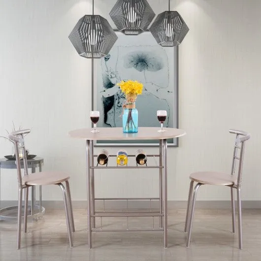 3 pcs Home Kitchen Bistro Pub Dining Table 2 Chairs Set