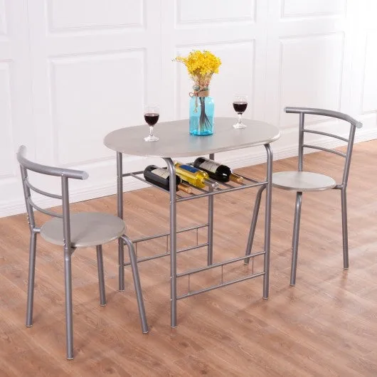 3 pcs Home Kitchen Bistro Pub Dining Table 2 Chairs Set