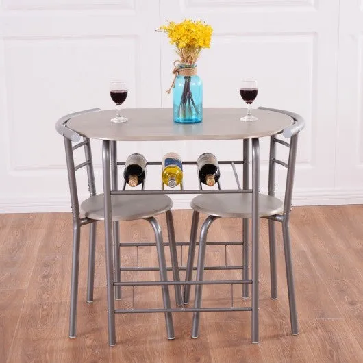3 pcs Home Kitchen Bistro Pub Dining Table 2 Chairs Set