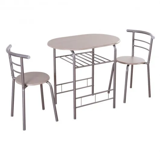 3 pcs Home Kitchen Bistro Pub Dining Table 2 Chairs Set
