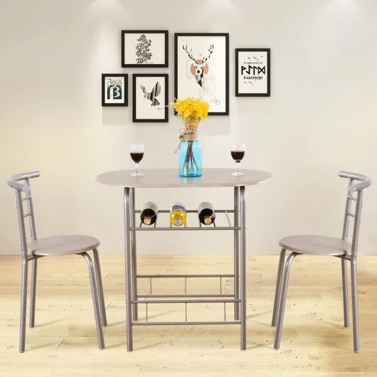 3 pcs Home Kitchen Bistro Pub Dining Table 2 Chairs Set