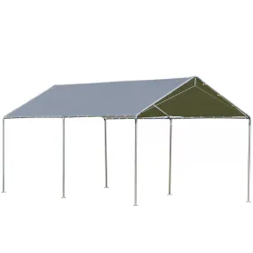3 x 6m Heavy Duty Carport Garage Car Shelter Galvanized Steel Outdoor Open Canopy Tent Water UV Resistant Waterproof Grey