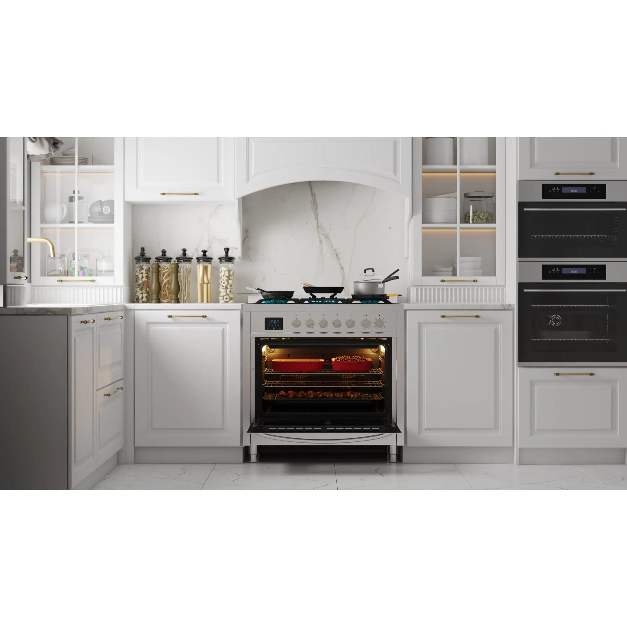 36 in. Professional Dual Fuel Range in Stainless Steel with Legs, 4.3 cu. ft. KM-FR36DF-SS