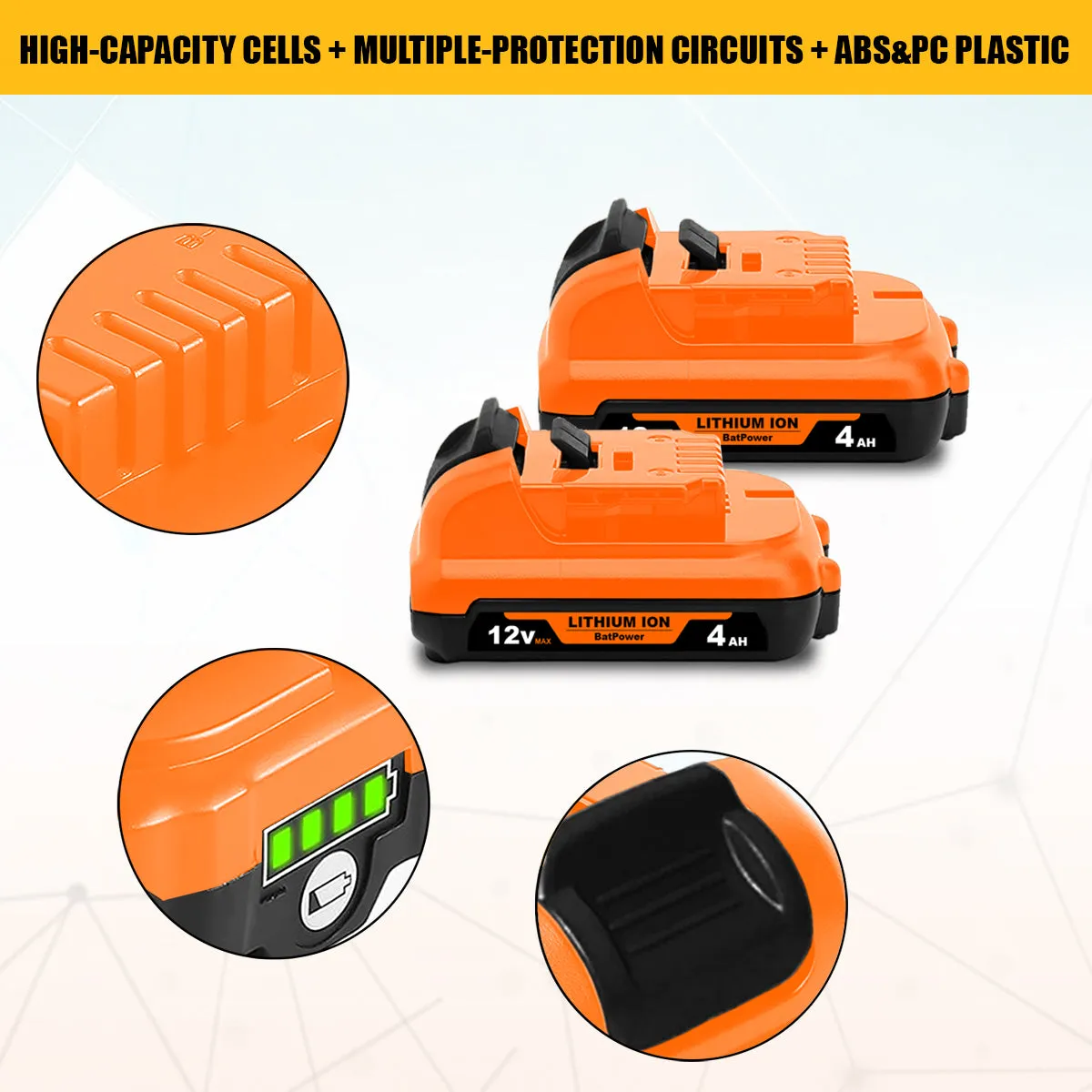4.0Ah 12V Max Battery DCB122 Replacement for Dewalt 12V MAX 2AH Lithium Ion Battery DCB122 Compatible with Dewalt 12V Battery 2.0Ah DCB122