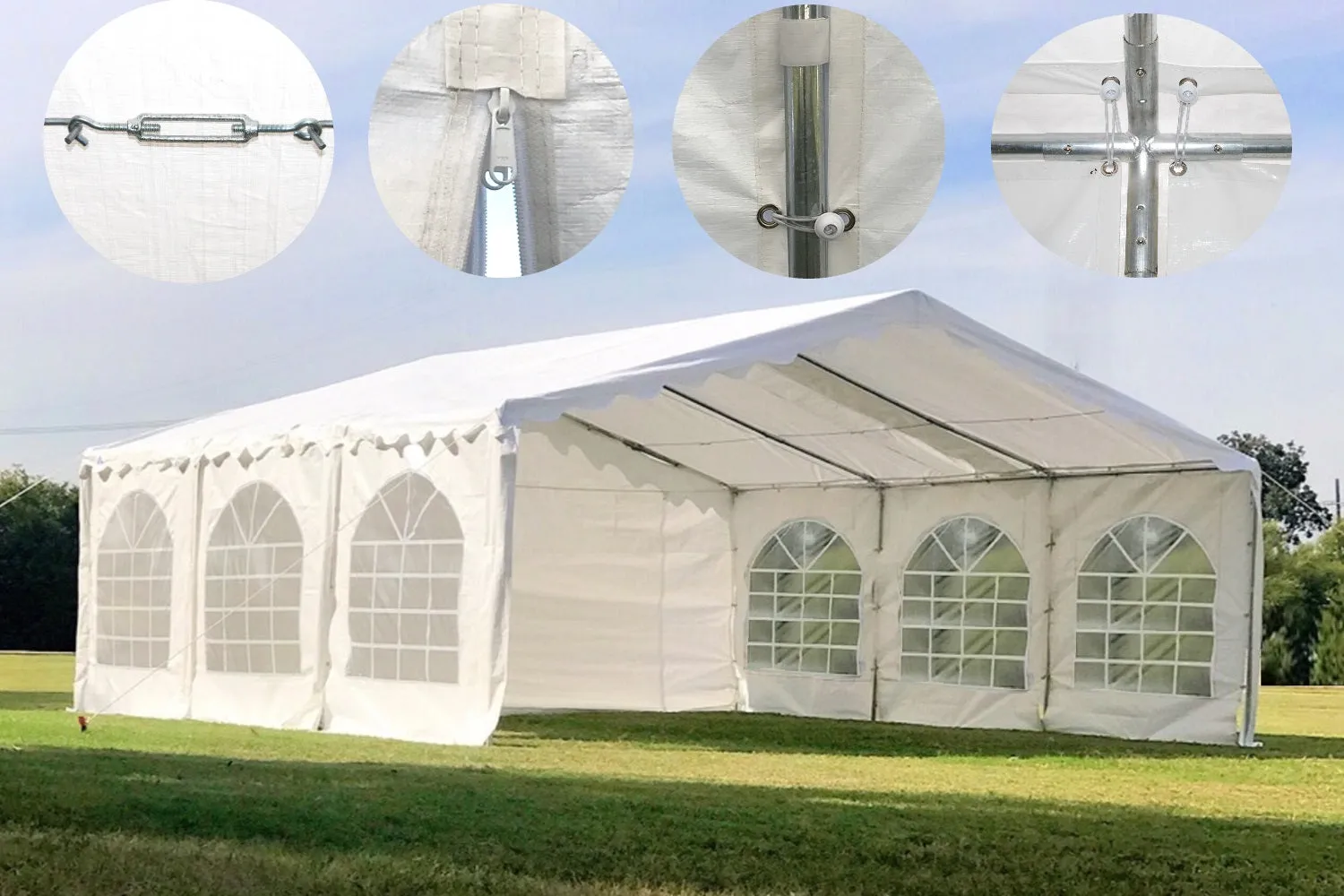 Budget PE Party Tent 20'x20' with Waterproof Top