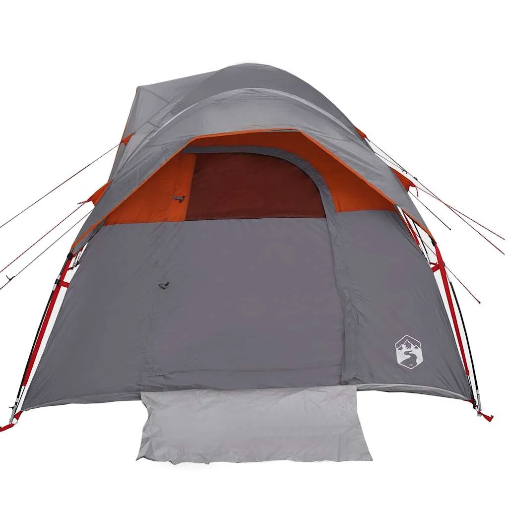 Camping Tent 5-Person Grey and Orange Waterproof