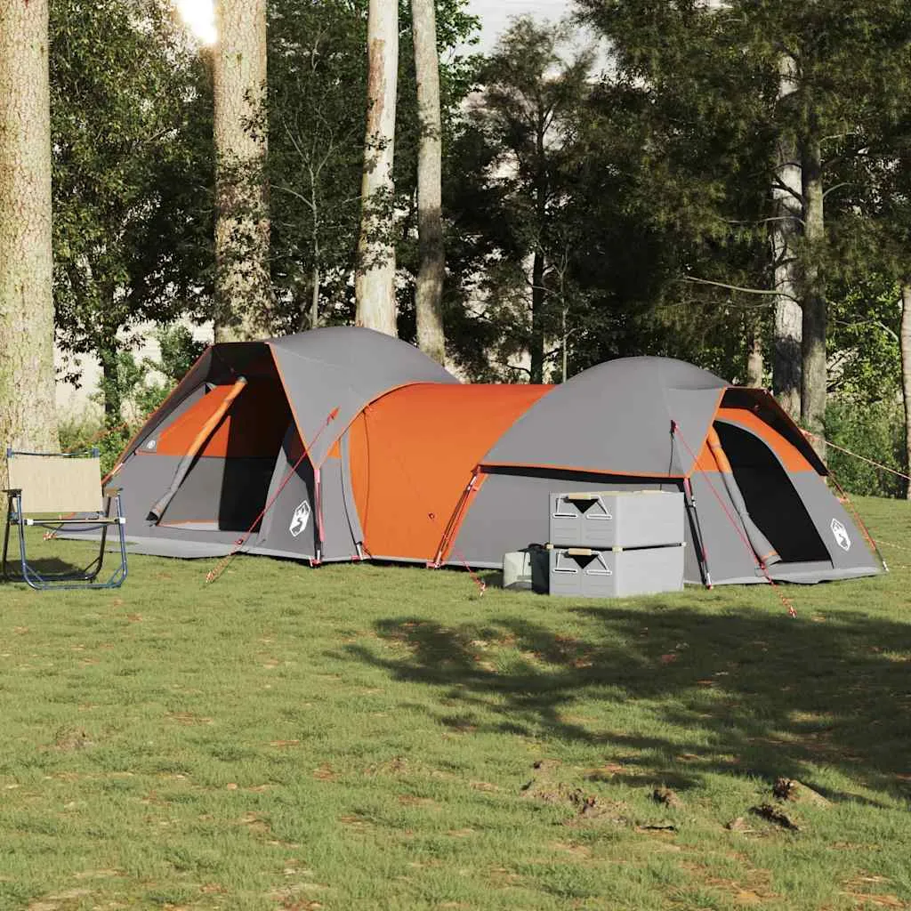 Camping Tent 5-Person Grey and Orange Waterproof