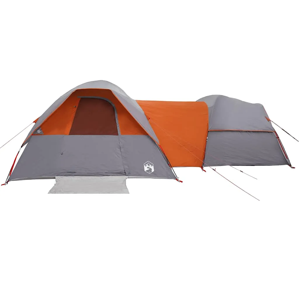 Camping Tent 5-Person Grey and Orange Waterproof