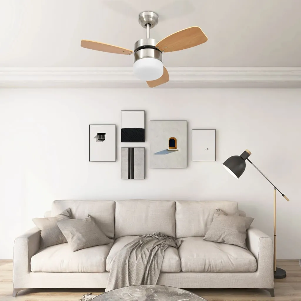 Ceiling Fan with Light and Remote Control 76 cm Light Brown