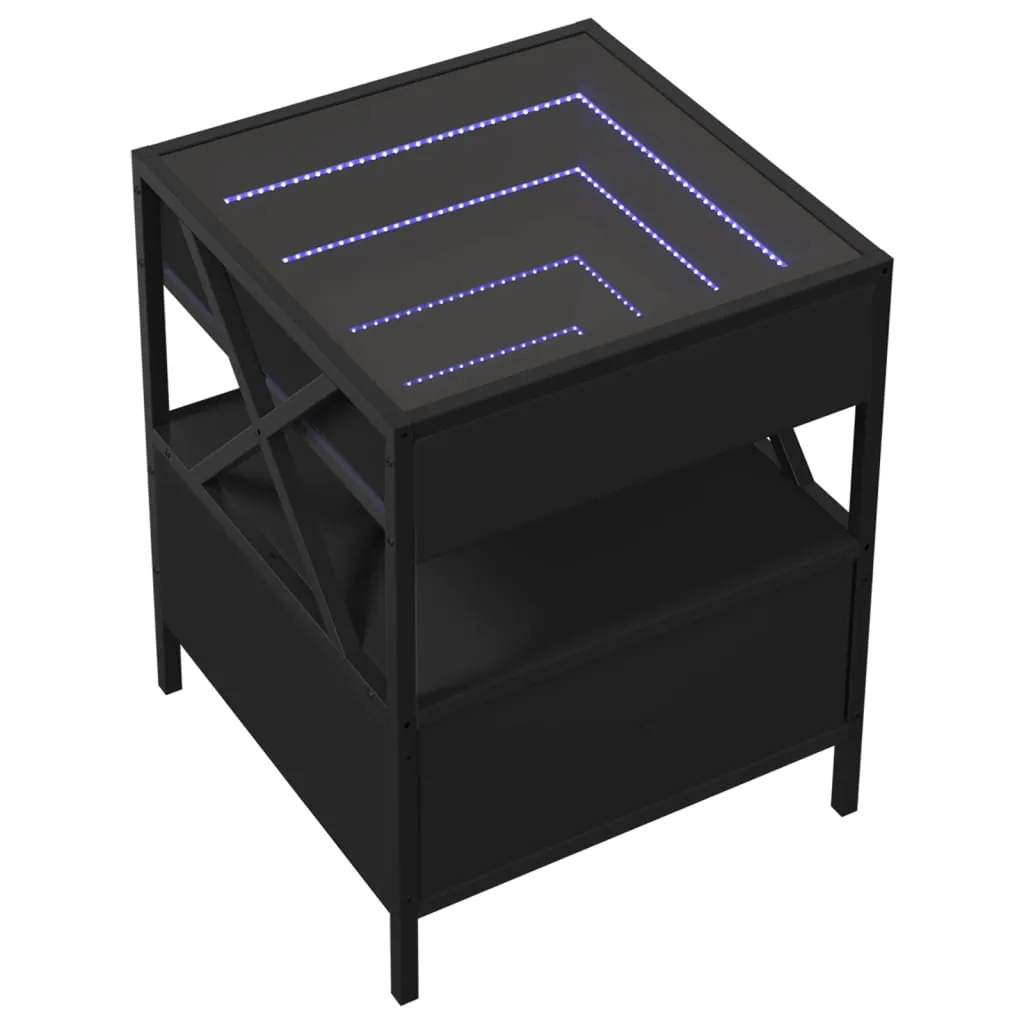 Coffee Table with Infinity LED Black 40x40x51 cm