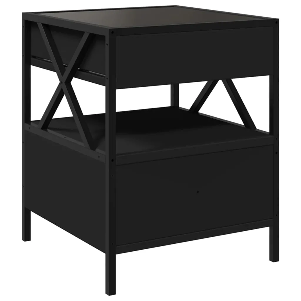 Coffee Table with Infinity LED Black 40x40x51 cm