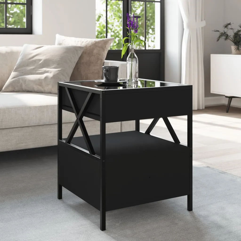 Coffee Table with Infinity LED Black 40x40x51 cm