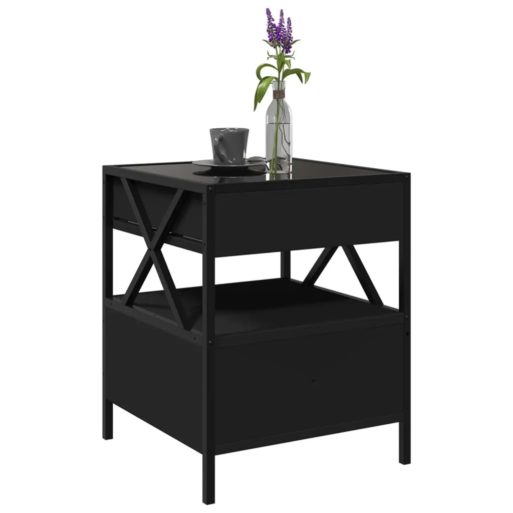 Coffee Table with Infinity LED Black 40x40x51 cm