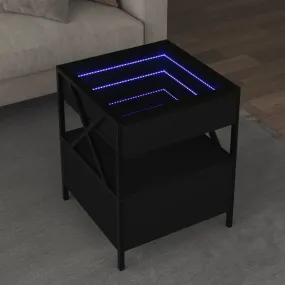 Coffee Table with Infinity LED Black 40x40x51 cm