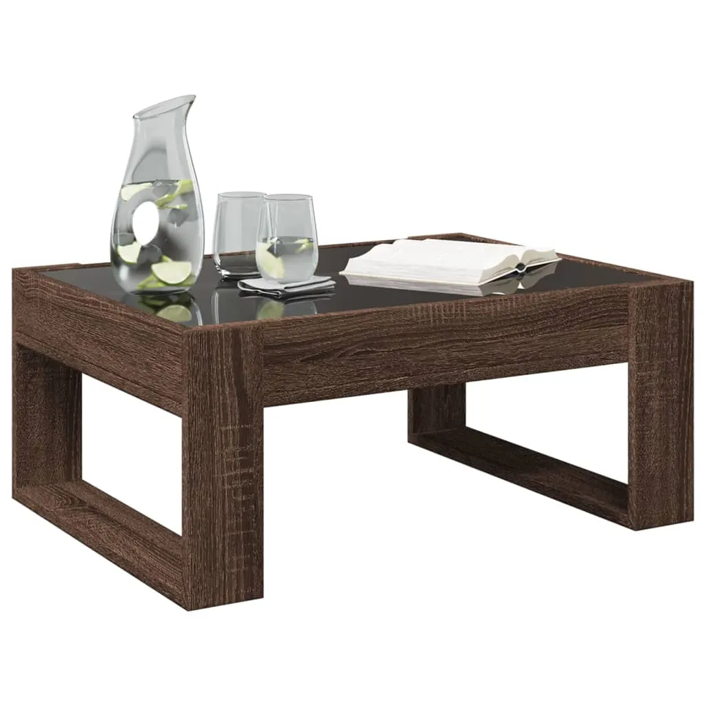 Coffee Table with Infinity LED Brown Oak 70x53x30 cm