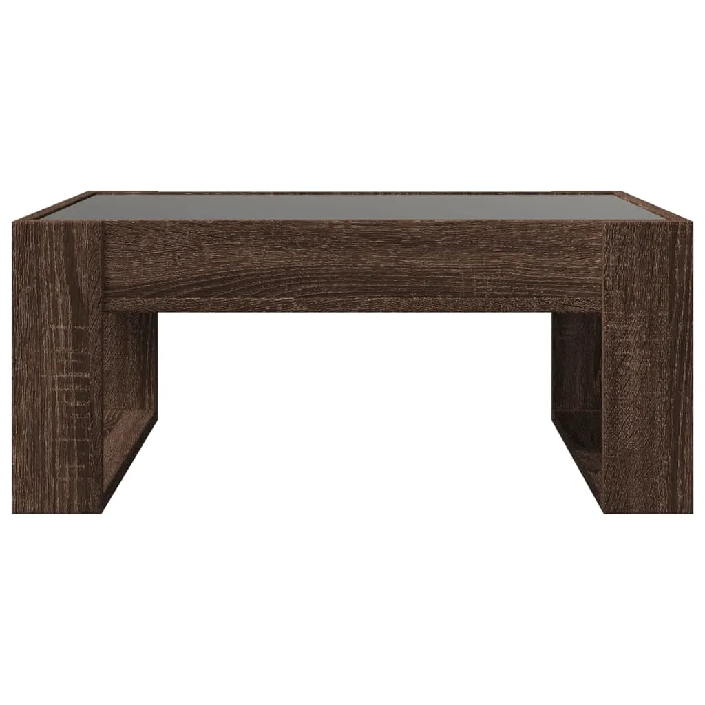Coffee Table with Infinity LED Brown Oak 70x53x30 cm