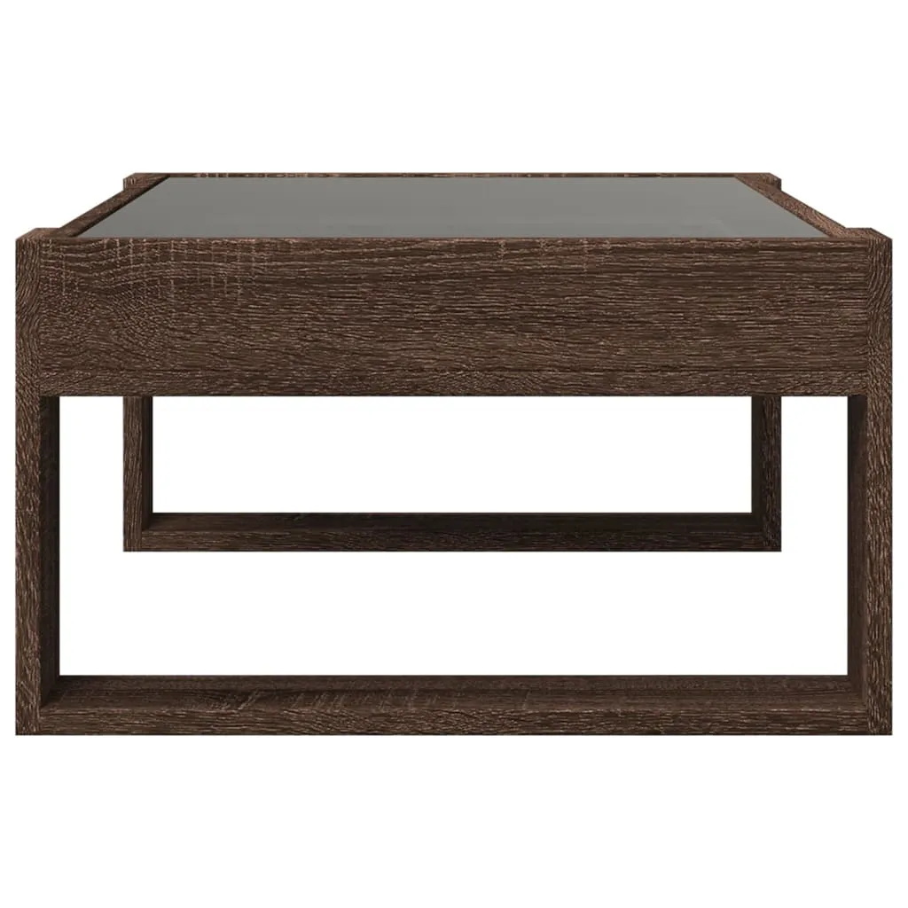 Coffee Table with Infinity LED Brown Oak 70x53x30 cm