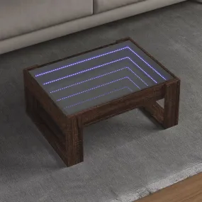 Coffee Table with Infinity LED Brown Oak 70x53x30 cm