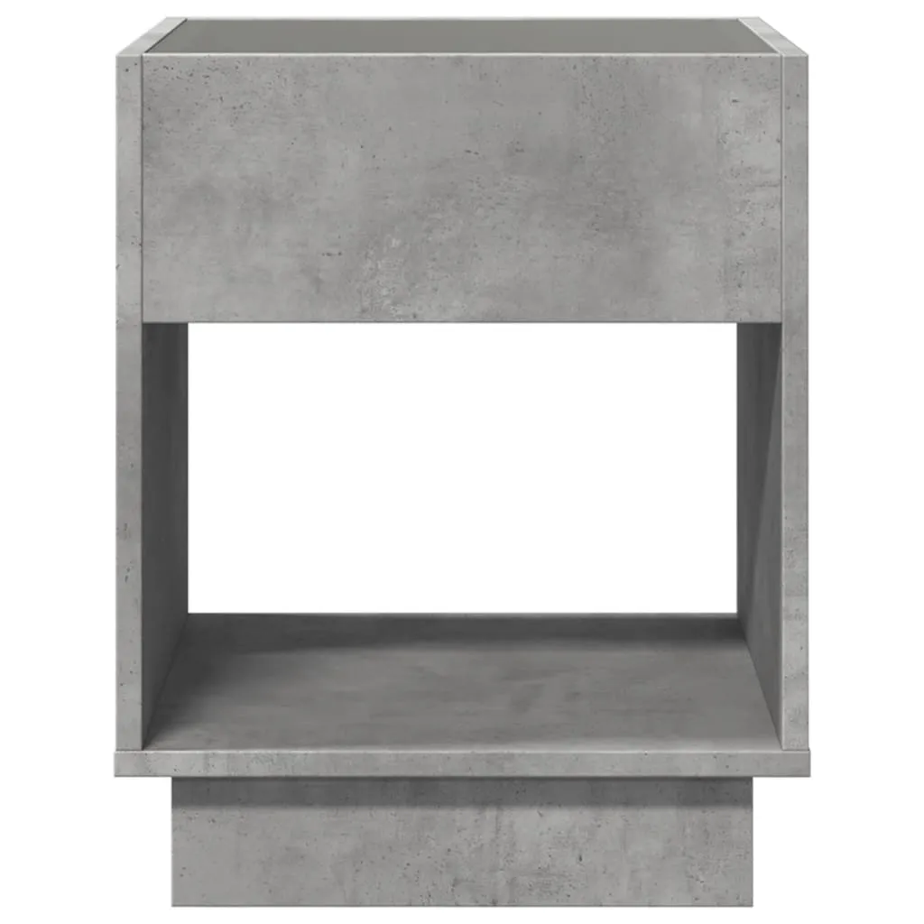 Coffee Table with Infinity LED Concrete Grey 40x40x50 cm
