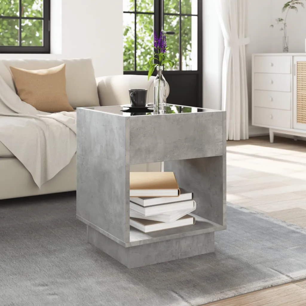 Coffee Table with Infinity LED Concrete Grey 40x40x50 cm