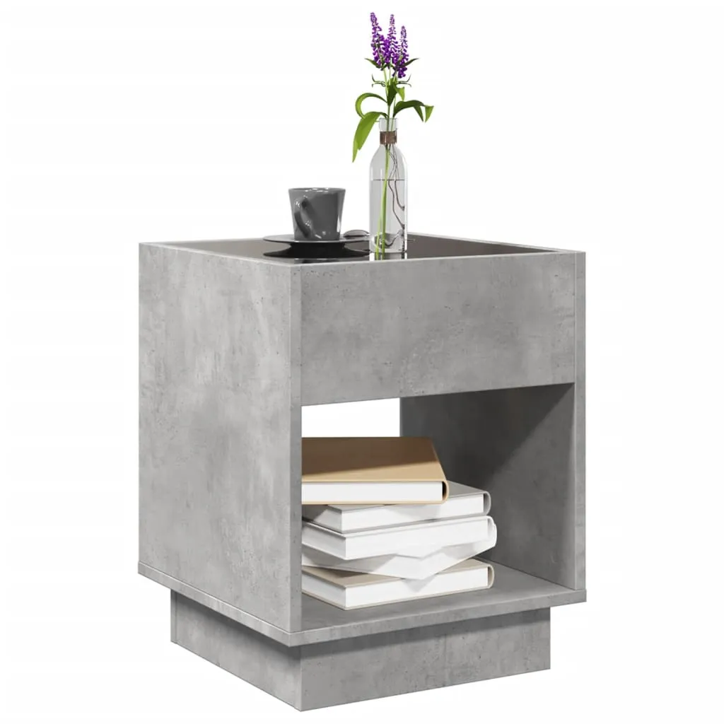 Coffee Table with Infinity LED Concrete Grey 40x40x50 cm