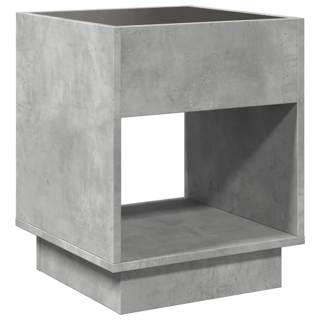 Coffee Table with Infinity LED Concrete Grey 40x40x50 cm