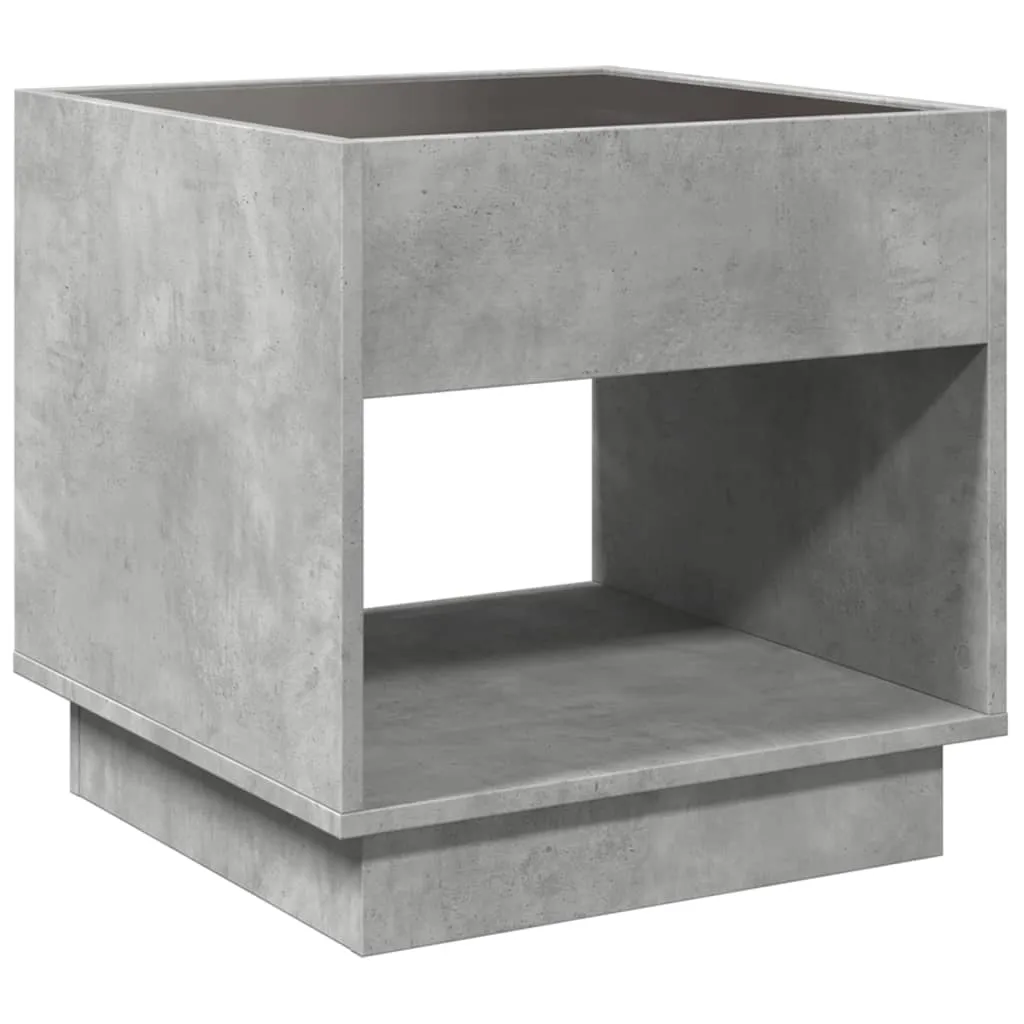 Coffee Table with Infinity LED Concrete Grey 50x50x50 cm