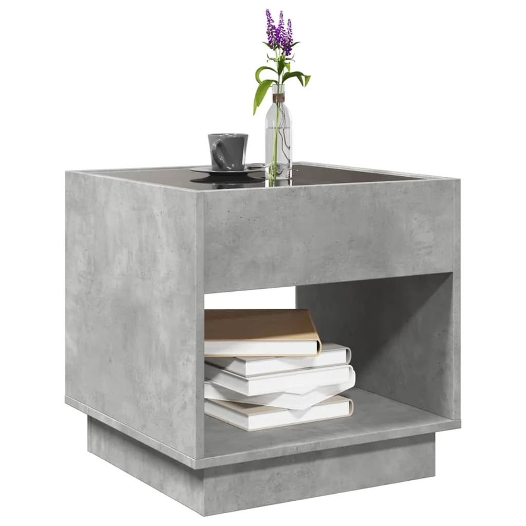 Coffee Table with Infinity LED Concrete Grey 50x50x50 cm