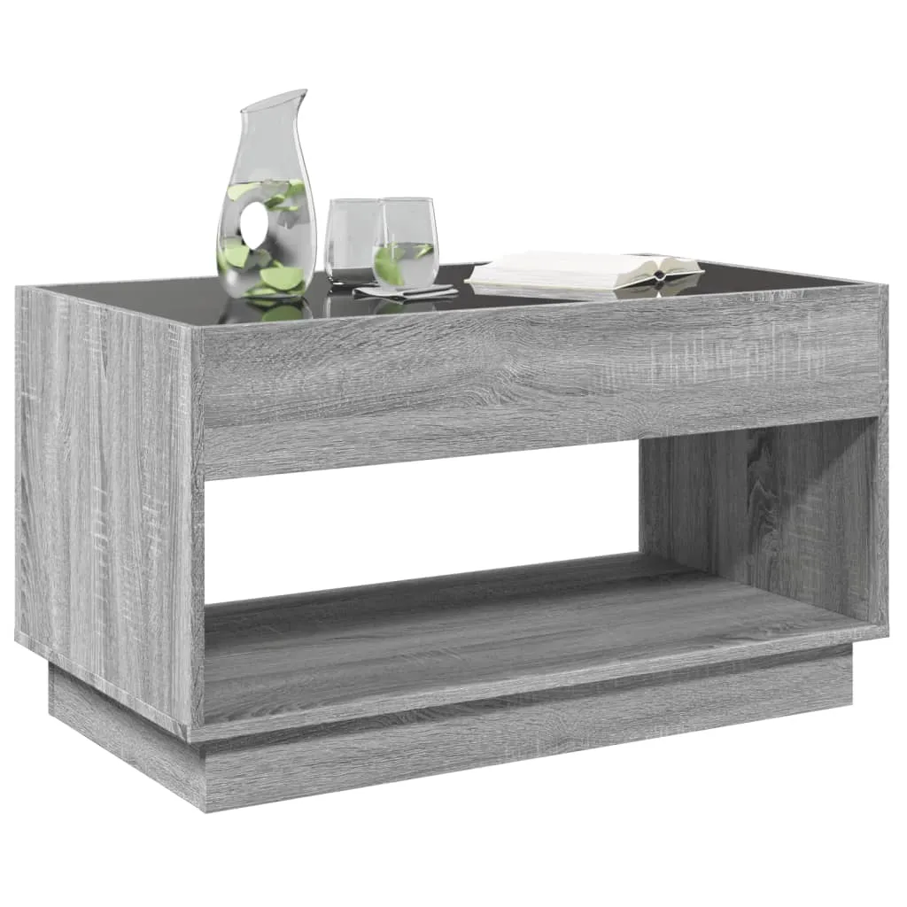 Coffee Table with Infinity LED Grey Sonoma 90x50x50 cm