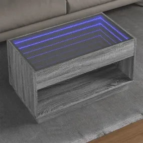 Coffee Table with Infinity LED Grey Sonoma 90x50x50 cm