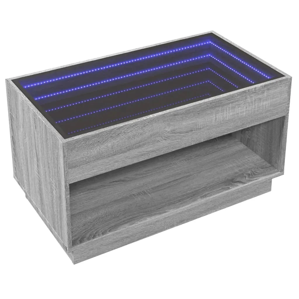 Coffee Table with Infinity LED Grey Sonoma 90x50x50 cm