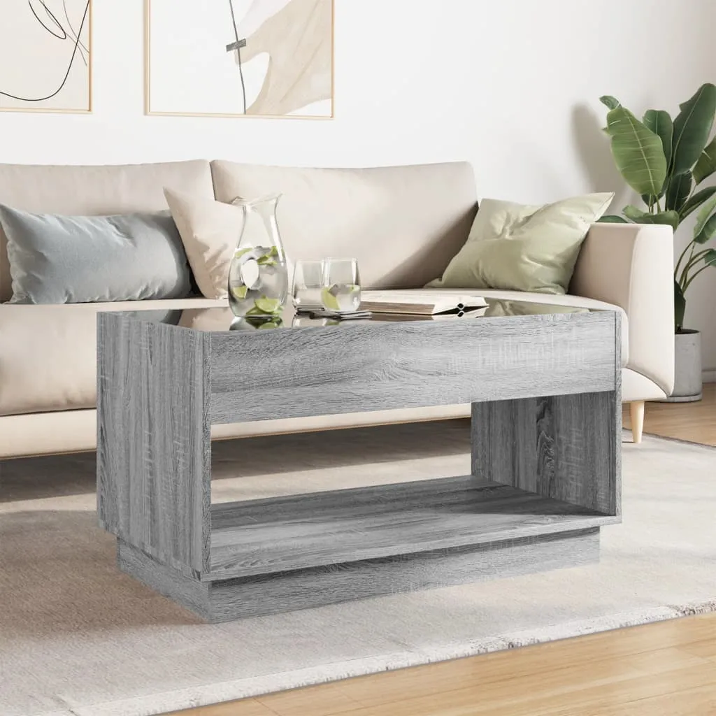 Coffee Table with Infinity LED Grey Sonoma 90x50x50 cm