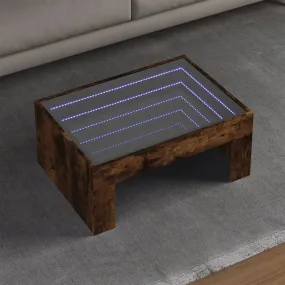 Coffee Table with Infinity LED Smoked Oak 70x50x30 cm