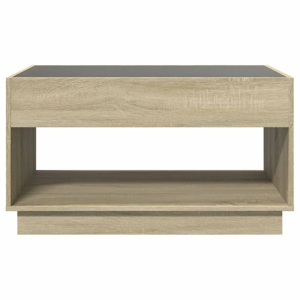 Coffee Table with Infinity LED Sonoma Oak 90x50x50 cm