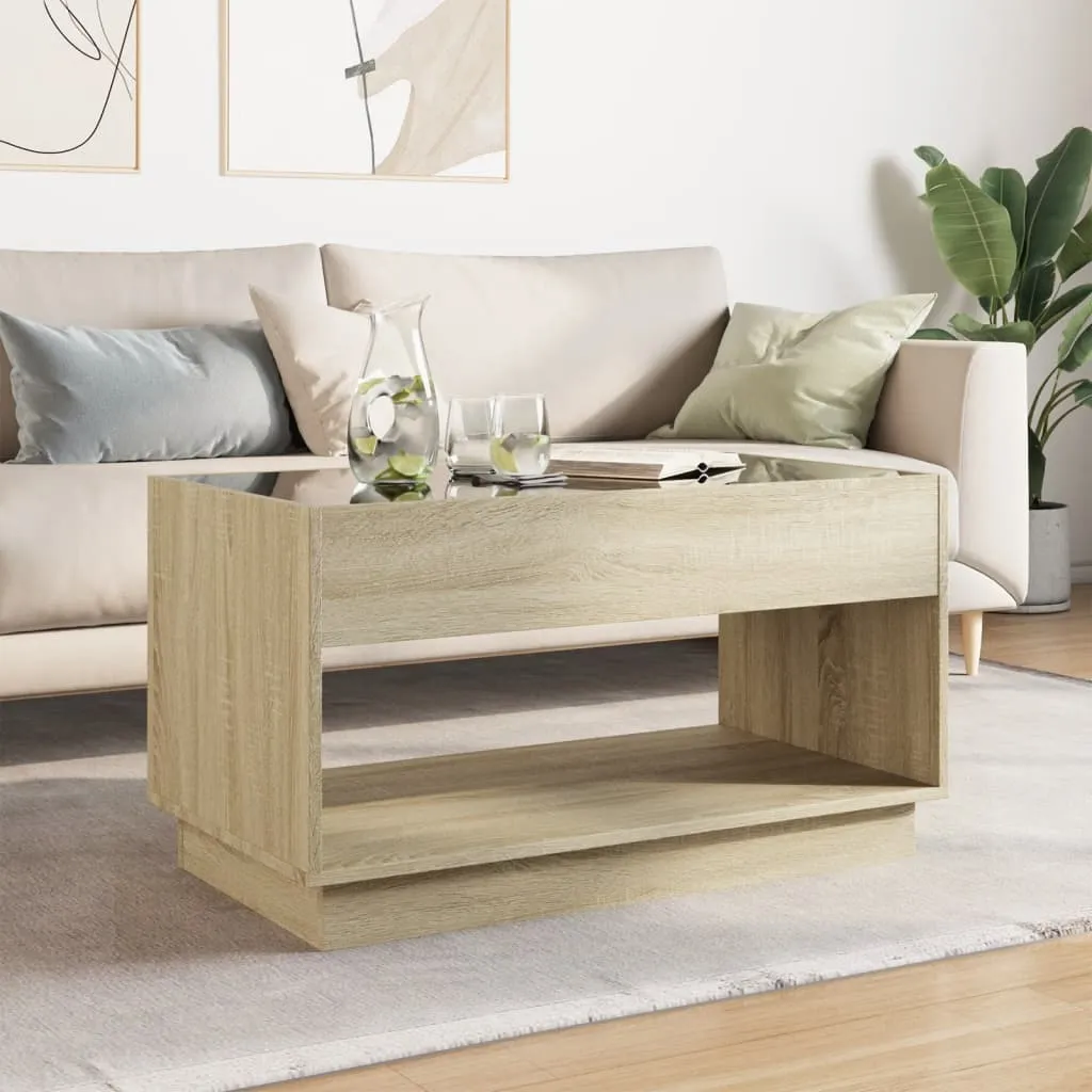 Coffee Table with Infinity LED Sonoma Oak 90x50x50 cm