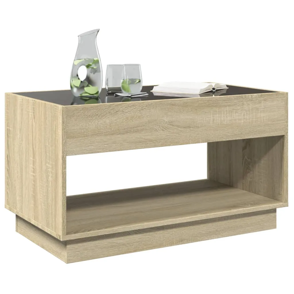 Coffee Table with Infinity LED Sonoma Oak 90x50x50 cm