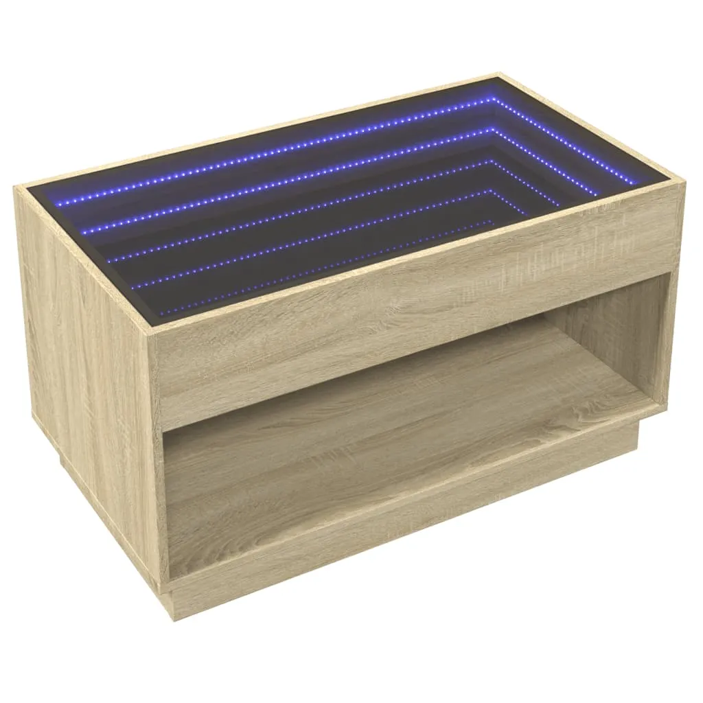Coffee Table with Infinity LED Sonoma Oak 90x50x50 cm