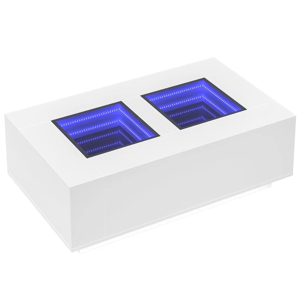 Coffee Table with Infinity LED White 116x69x40 cm
