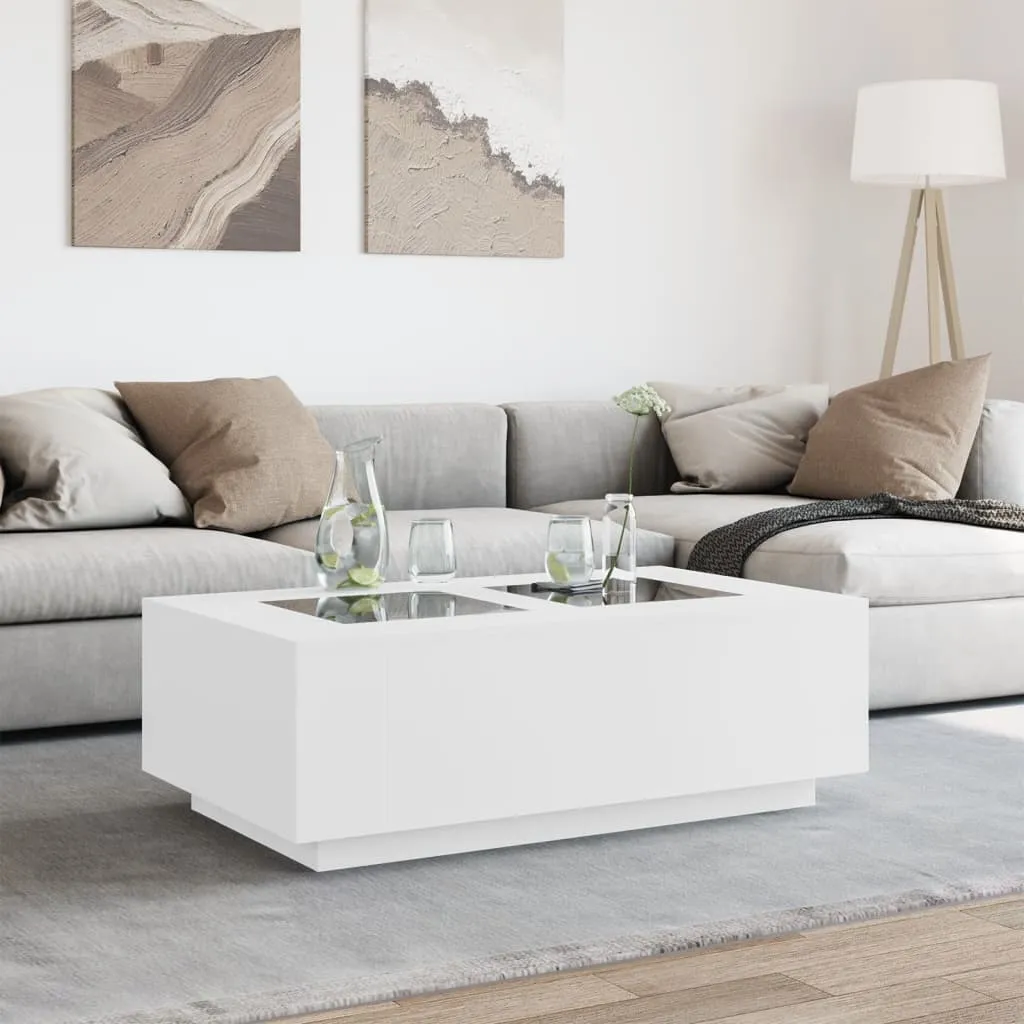 Coffee Table with Infinity LED White 116x69x40 cm