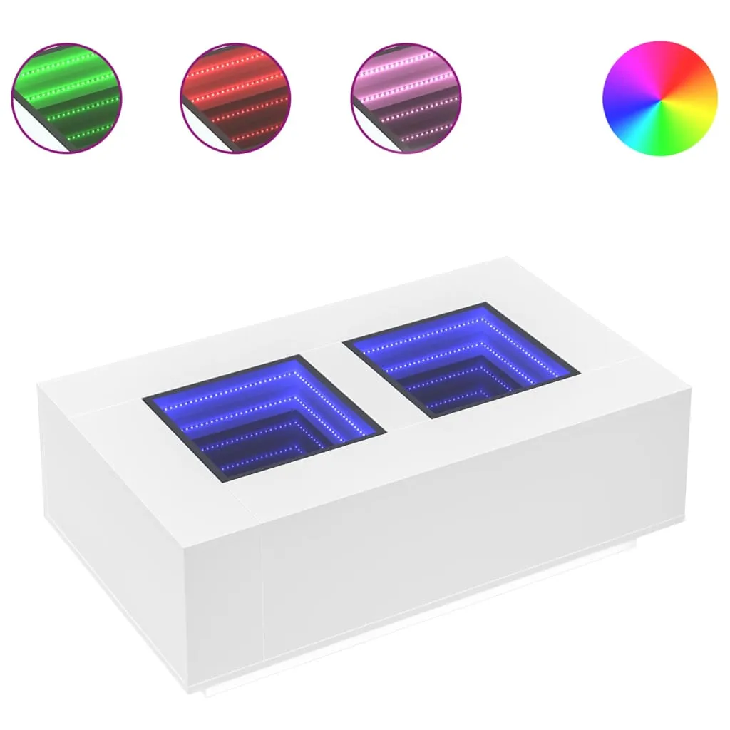 Coffee Table with Infinity LED White 116x69x40 cm