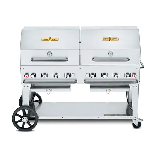 Crown Verity CV-MCB-72RDP 72" Propane Gas Mobile Outdoor Grill with 2 Roll Domes