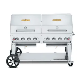 Crown Verity CV-MCB-72RDP 72" Propane Gas Mobile Outdoor Grill with 2 Roll Domes